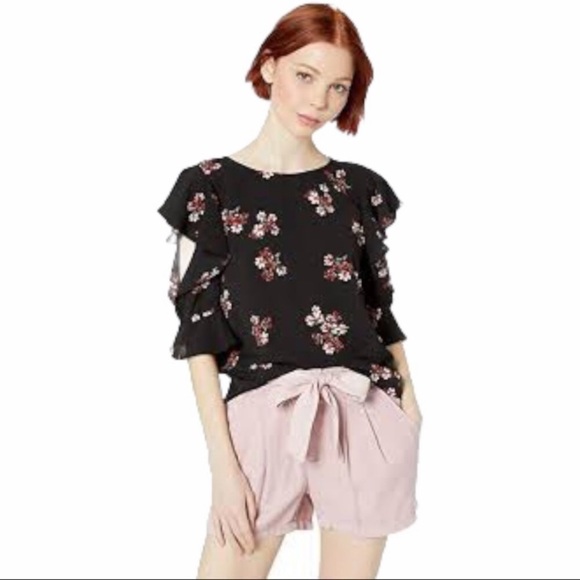Bb Dakota By Your Sleeve Cold Shoulder Floral Blouse, size XS - Picture 1 of 11